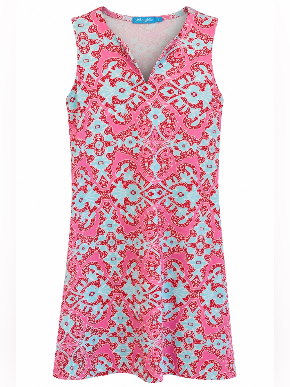 J. McLaughlin Pink / Aqua Blue Shift Dress size Small